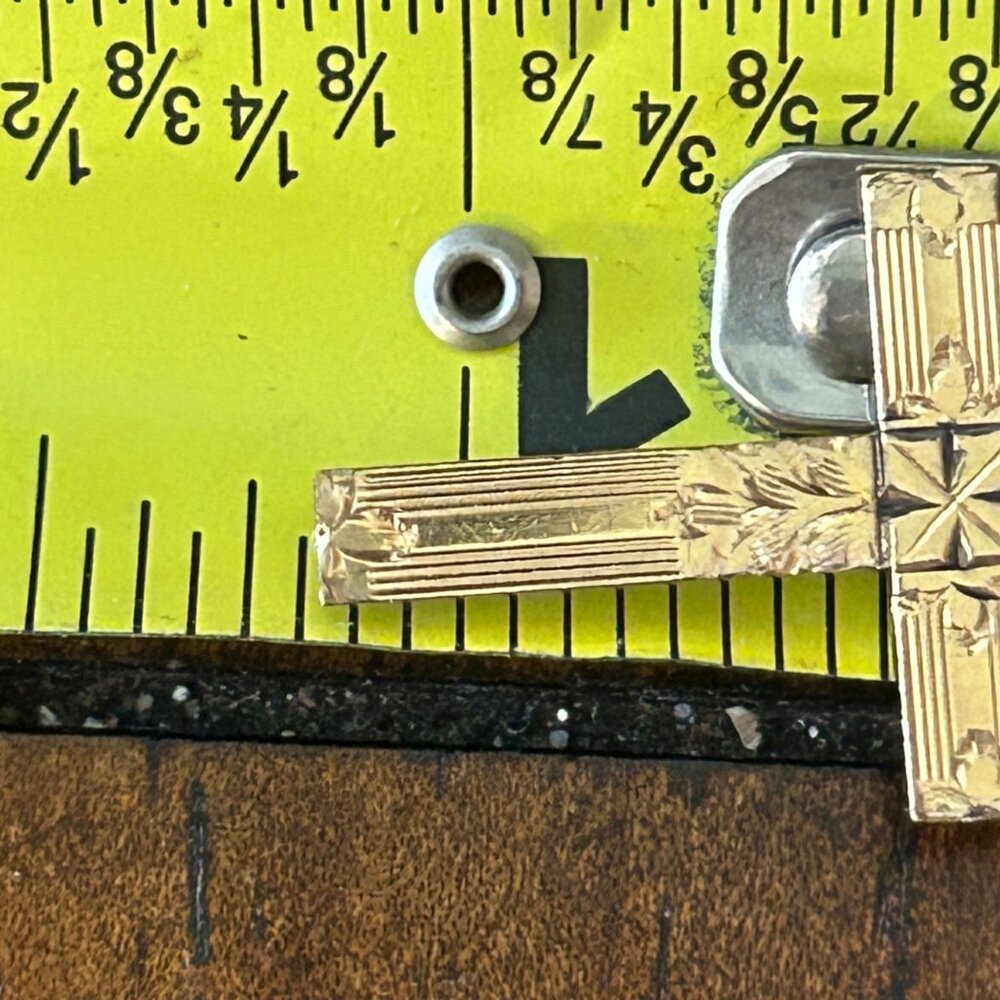 Vintage Art Deco Etched Gold-tone Cross Necklace and Chain 1930 Thumbsless Clasp - Picture 12 of 12